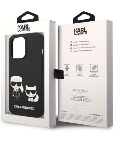 Калъф Karl Lagerfeld - Karl and Choupette, iPhone 14 Pro Max, черен - 5